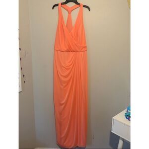 David's Bridal Coral Halter-Back Maxi Dress